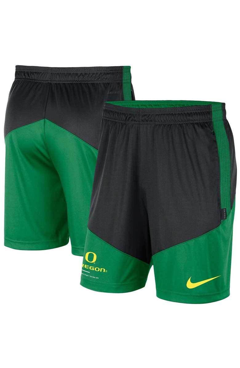 Nike Men's Nike Black/Green Oregon Ducks Team Performance Knit Shorts, Main, color, 