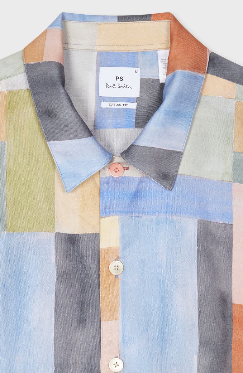 Paul Smith Colorblock Casual Fit Camp Shirt, Alternate, color, 