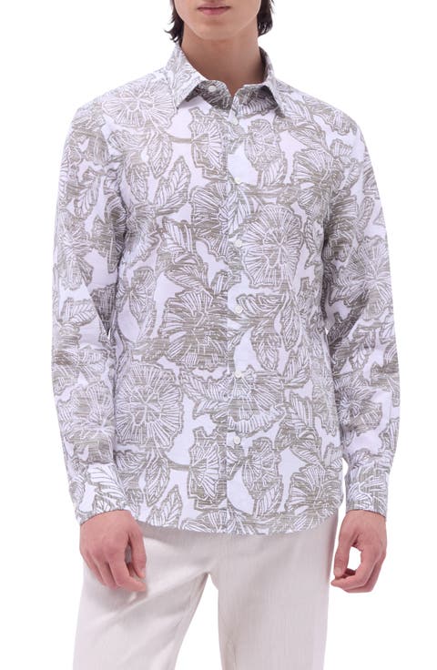 Julian Shaped Fit Linen Blend Button-Up Shirt