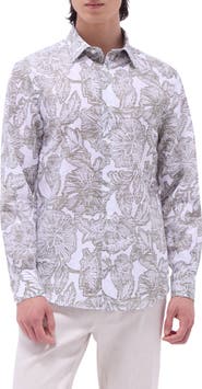 Bugatchi Julian Shaped Fit Linen Blend Button-Up Shirt
