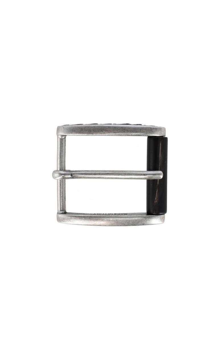 Trafalgar 35mm Italian Side Detailed Solid Brass with Black Stag Horn Roller Harness Belt Buckle, Main, color, English Silver