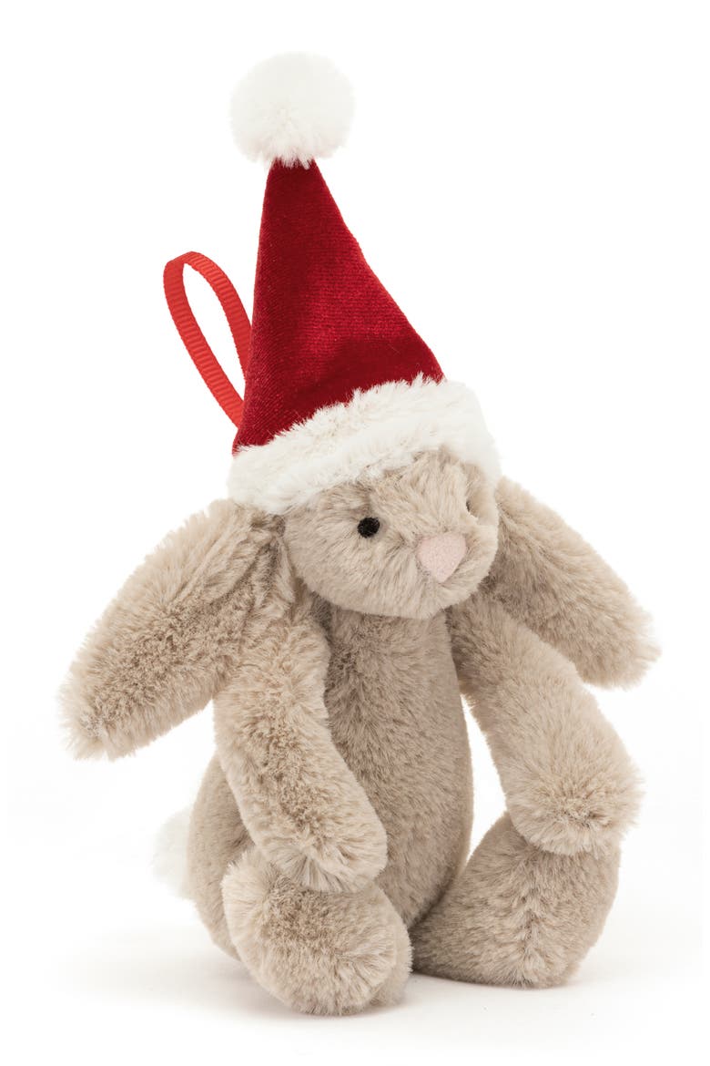 Bashful Christmas Bunny Plush Ornament, Main, color, MULTI