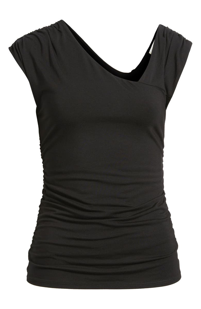 Loveappella Asymmetric Drape Top, Alternate, color, Black