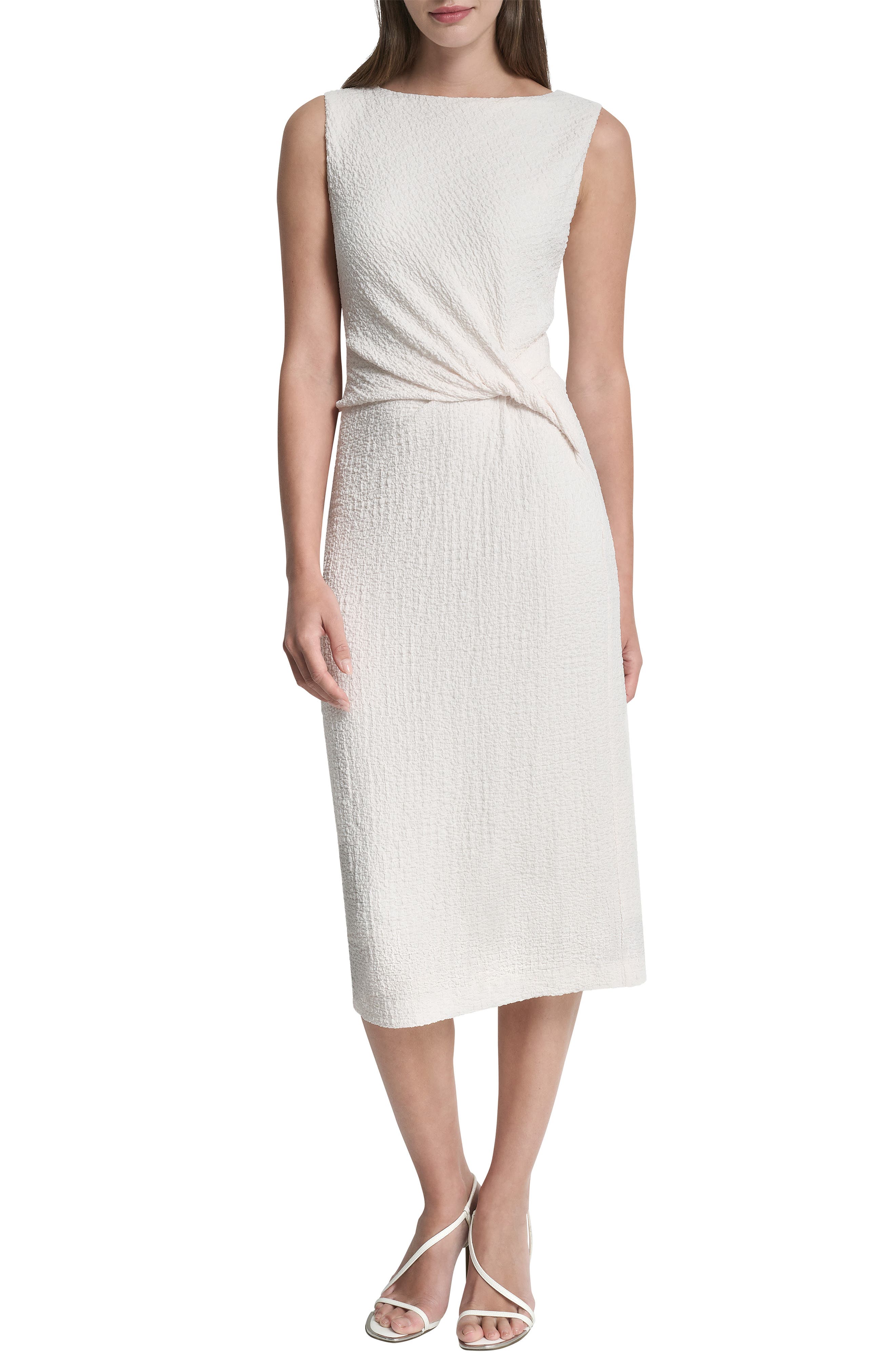 Side Knot Sheath Midi Dress