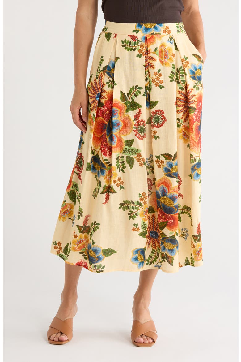 Floral Pull-On Maxi Skirt, Main, color, GARDEN PRINT