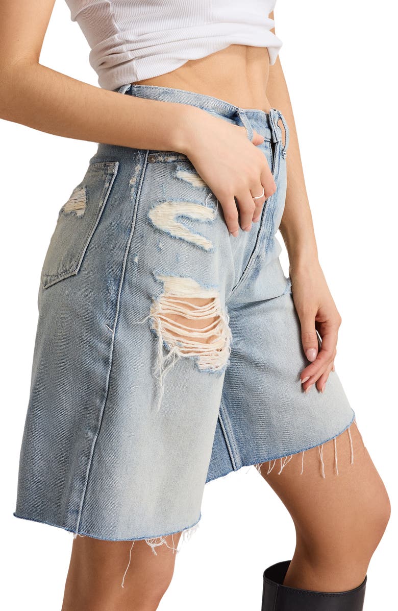 Good American Good Extreme High Waist Denim Barrel Shorts, Alternate, color, Indigo809