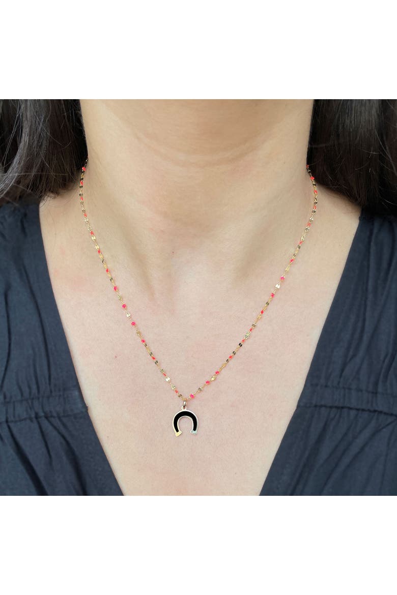 Onyx Horseshoe Charm, Alternate, color, Onyx