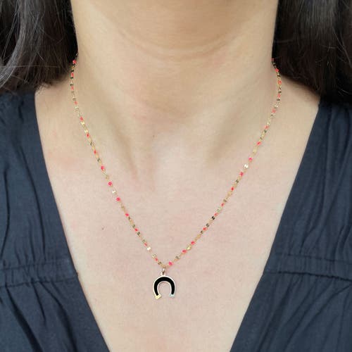 The Lovery Fine Jewelry Onyx Horseshoe Charm In Black