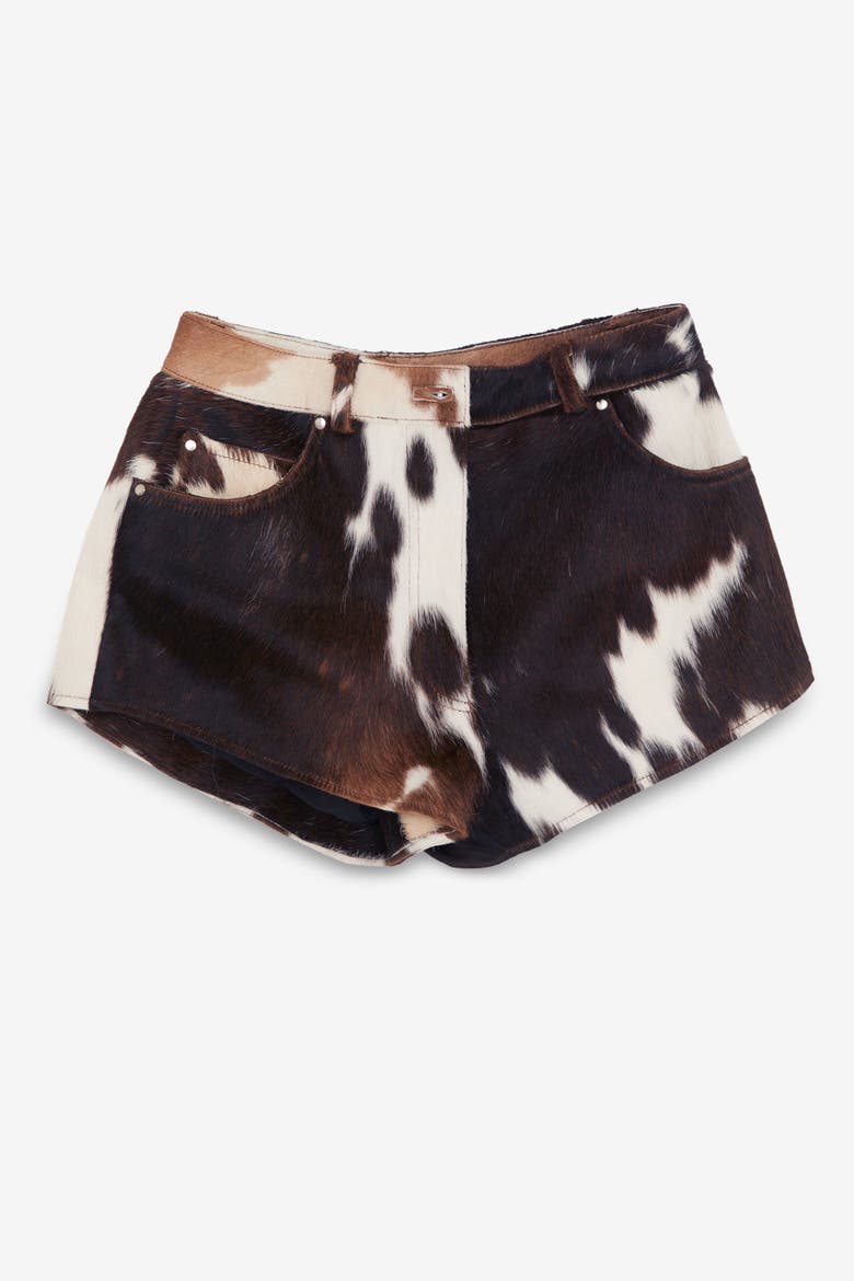 Limited Cow Hide Leather Shorts, Alternate, color, Dark Brown