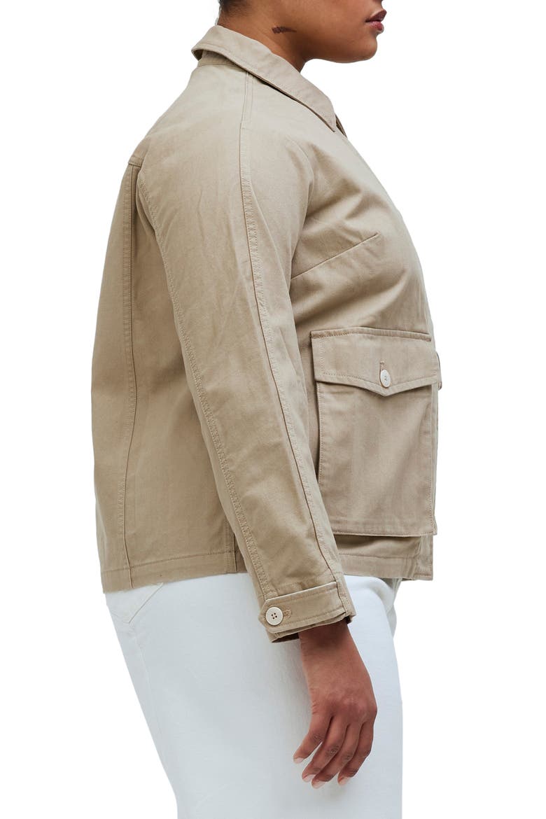 Crop Cargo Denim Jacket, Alternate, color, DARK OAT