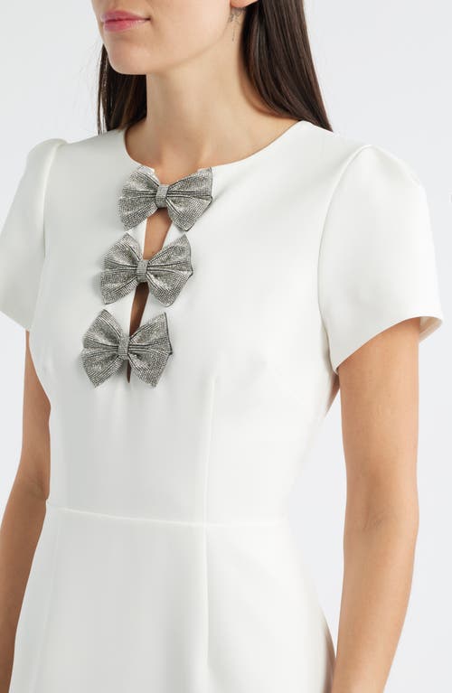 Sam Edelman Rhinestone Bow Detail Satin Dress In White
