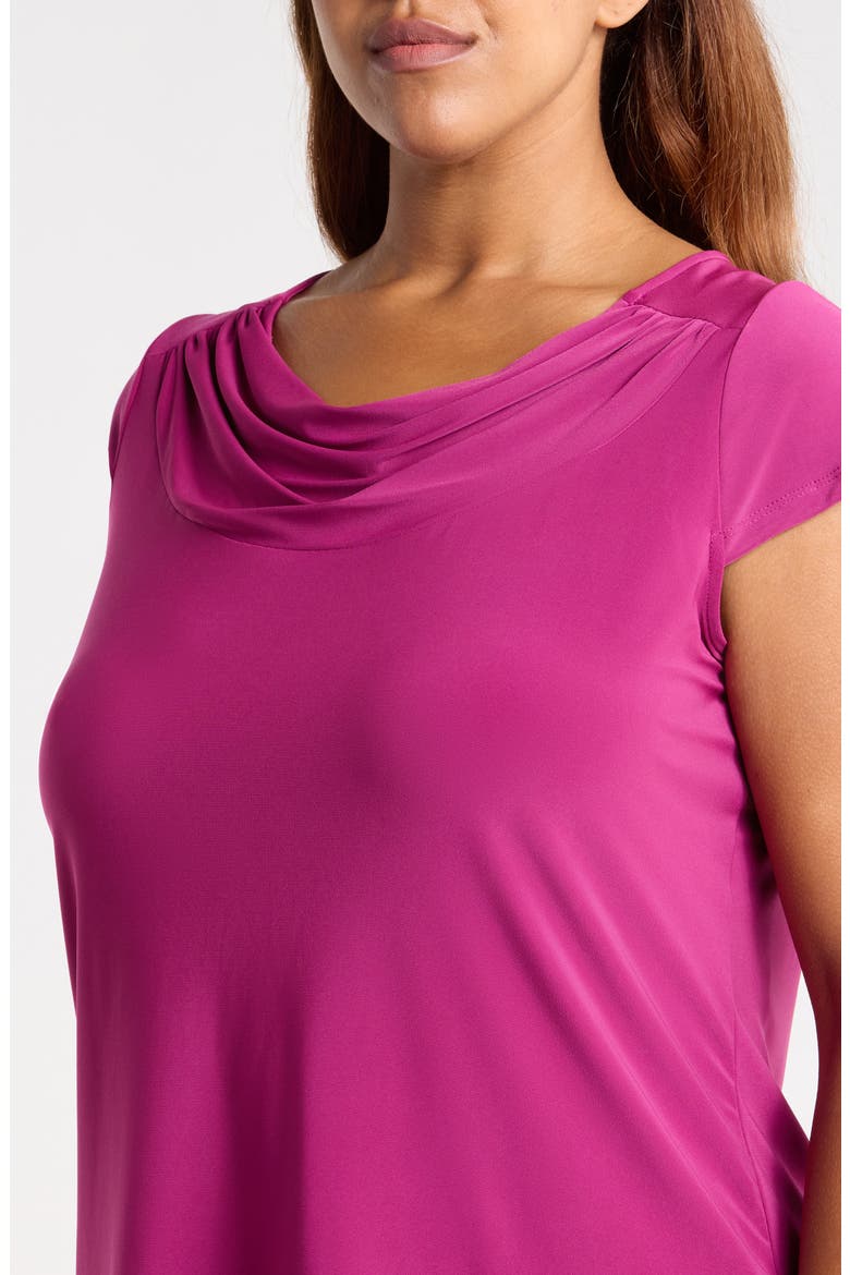 Cowl Neck Cap Sleeve Top, Alternate, color, CERISE