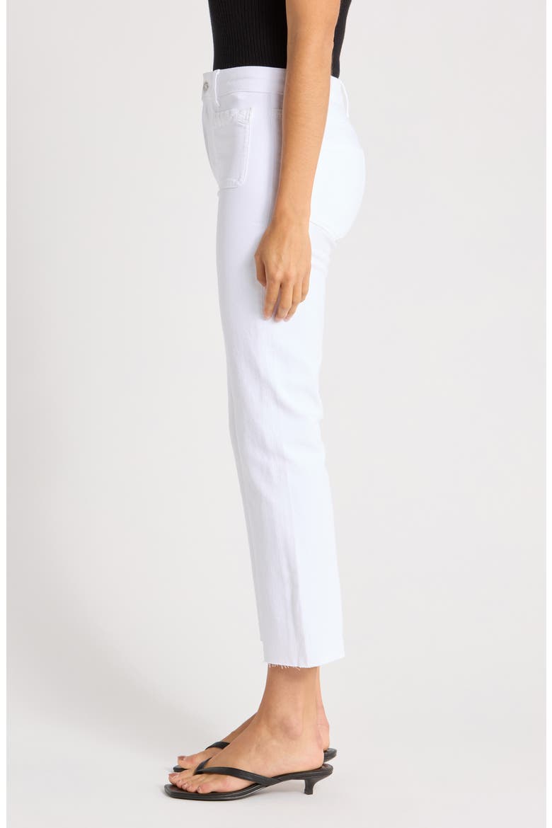 Mason High Waist Braid Detail Crop Raw Hem Jeans, Alternate, color, CRISP WHITE