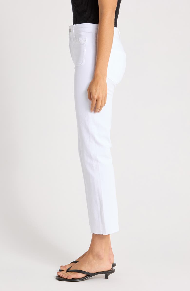 PAIGE Mason High Waist Braid Detail Crop Raw Hem Jeans, Alternate, color, Crisp White