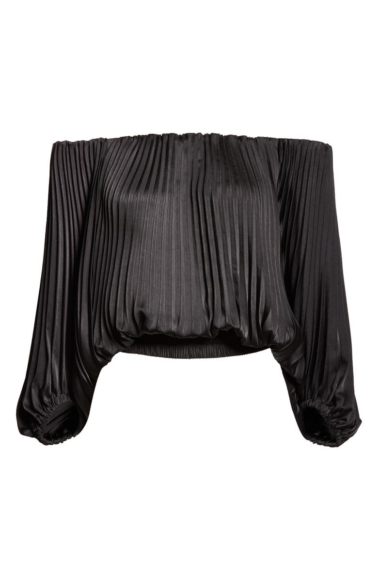 A.L.C. Sienna Plissé Off the Shoulder Top, Alternate, color, Black