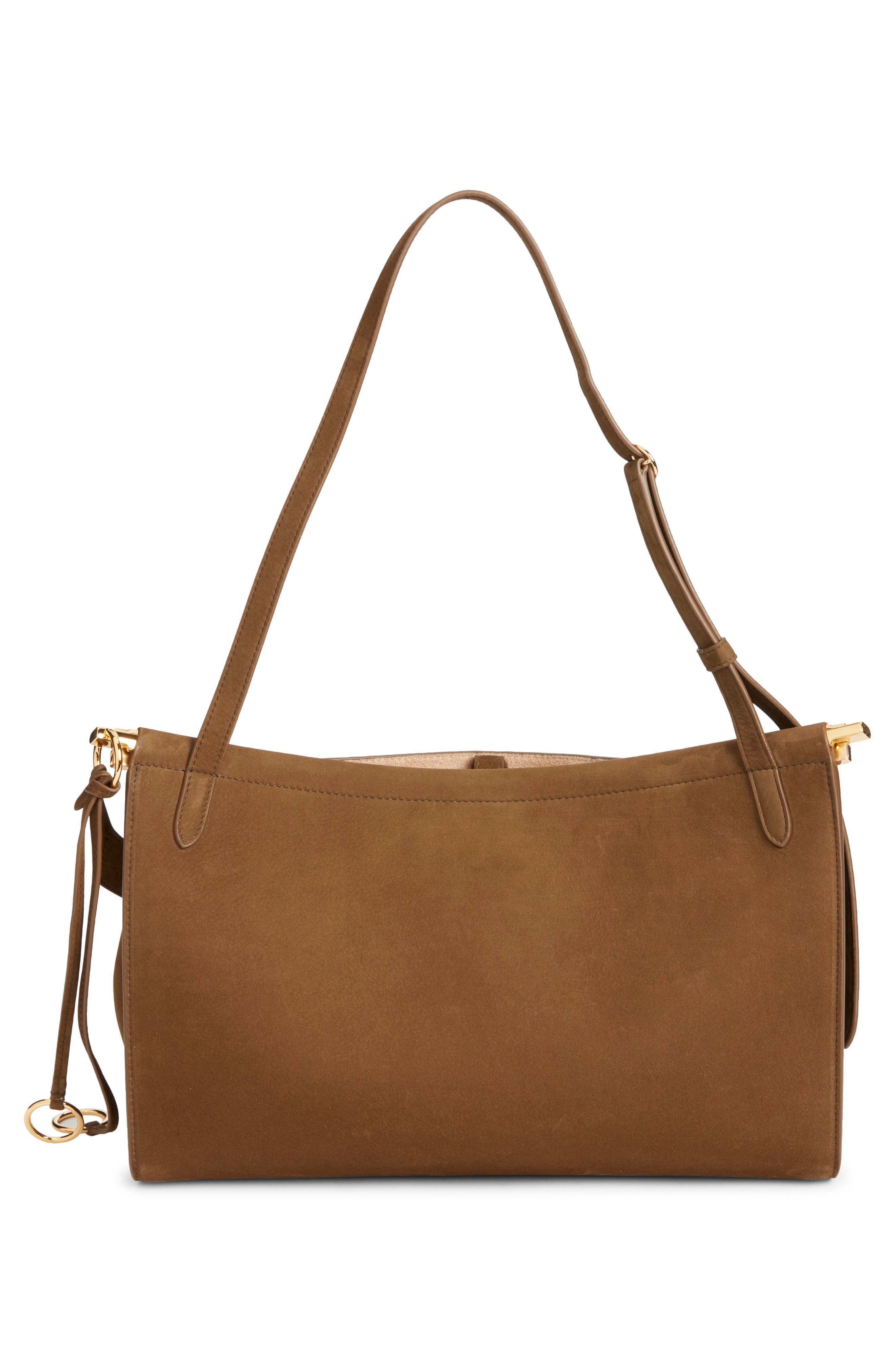 Alaïa Le Click Pocket Nubuck Leather East/West Shoulder Bag, Alternate, color, Khaki