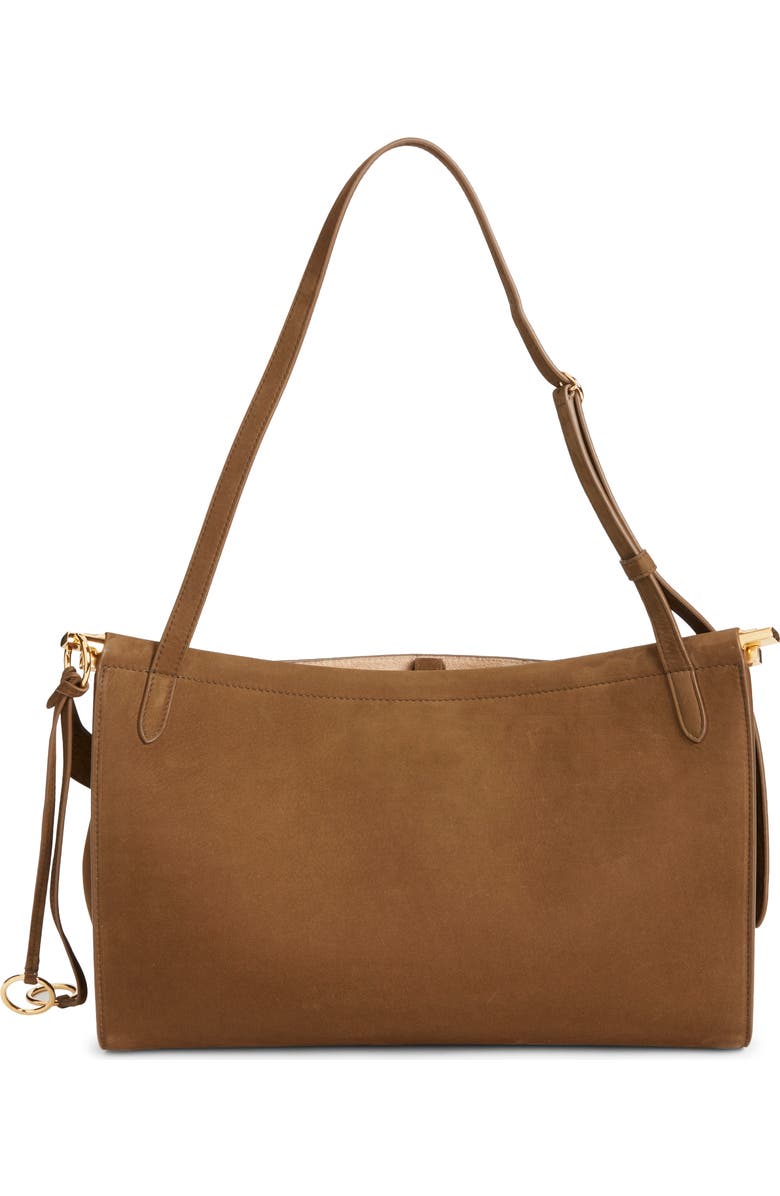 Alaïa Le Click Pocket Nubuck Leather East/West Shoulder Bag, Alternate, color, Khaki