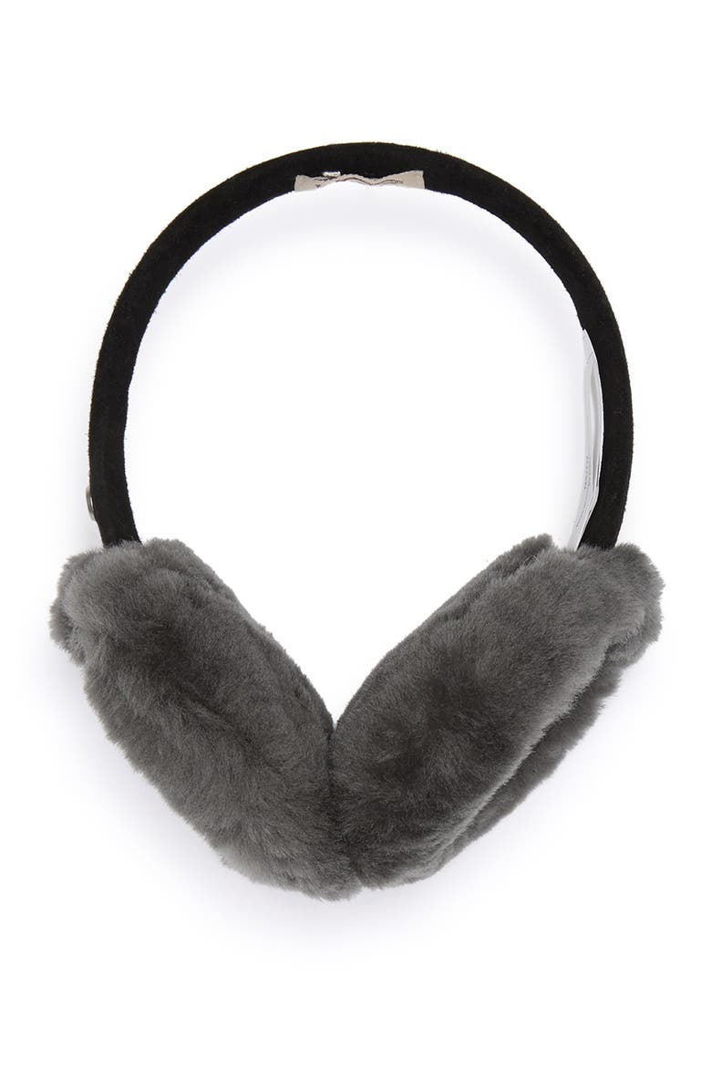 UGG<sup>®</sup> Genuine Dyed Shearling Classic Earmuffs, Main, color, Charcoal