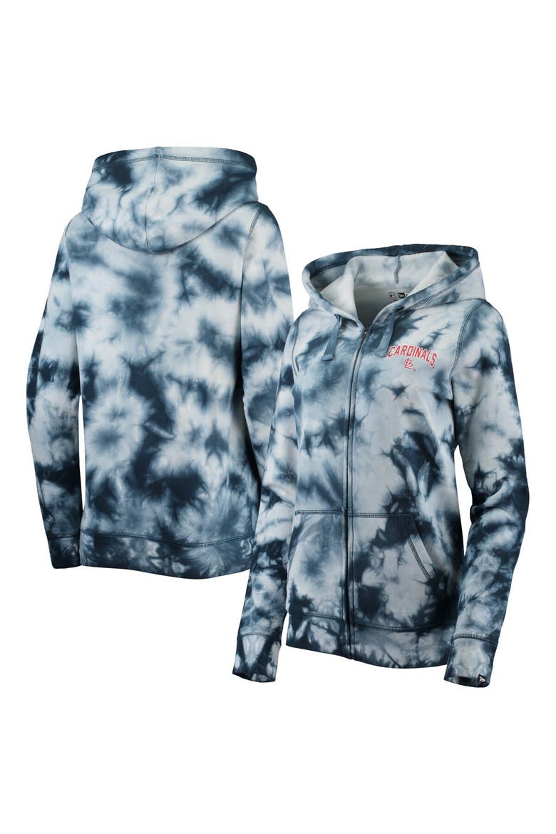 Women's New Era Navy St. Louis Cardinals Tie-Dye Full-Zip Hoodie, Main, color, Navy