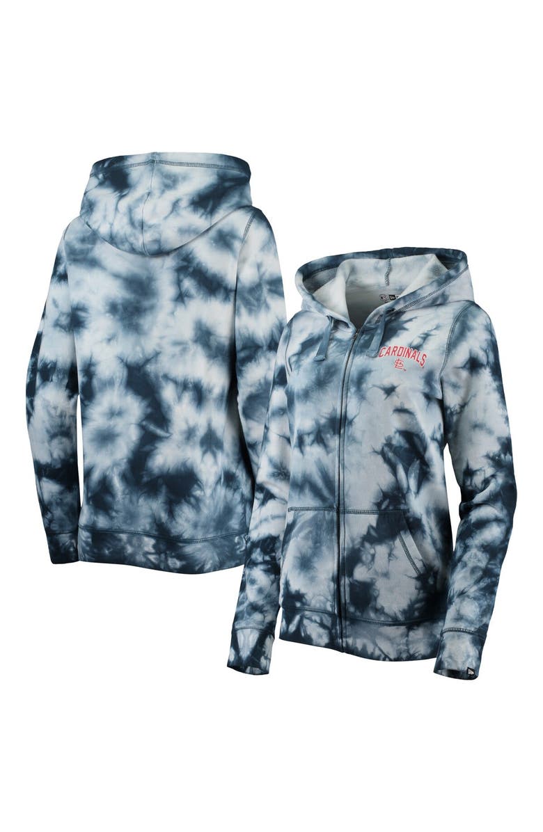 New Era Women's New Era Navy St. Louis Cardinals Tie-Dye Full-Zip Hoodie, Main, color, Navy