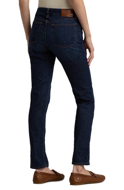 Ralph Lauren Lauren High Waist Straight Leg Jeans In Deep Royal Wash Denim