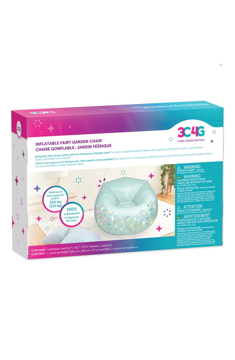 Three Cheers For Girls Inflatable Fairy Garden Chair for Kids Ages 8+, Alternate, color, Multicolored