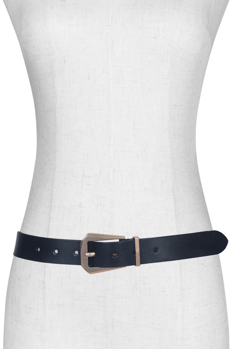 Western Hex Leather Belt, Alternate, color, BLACK / ANTIQUE BRASS