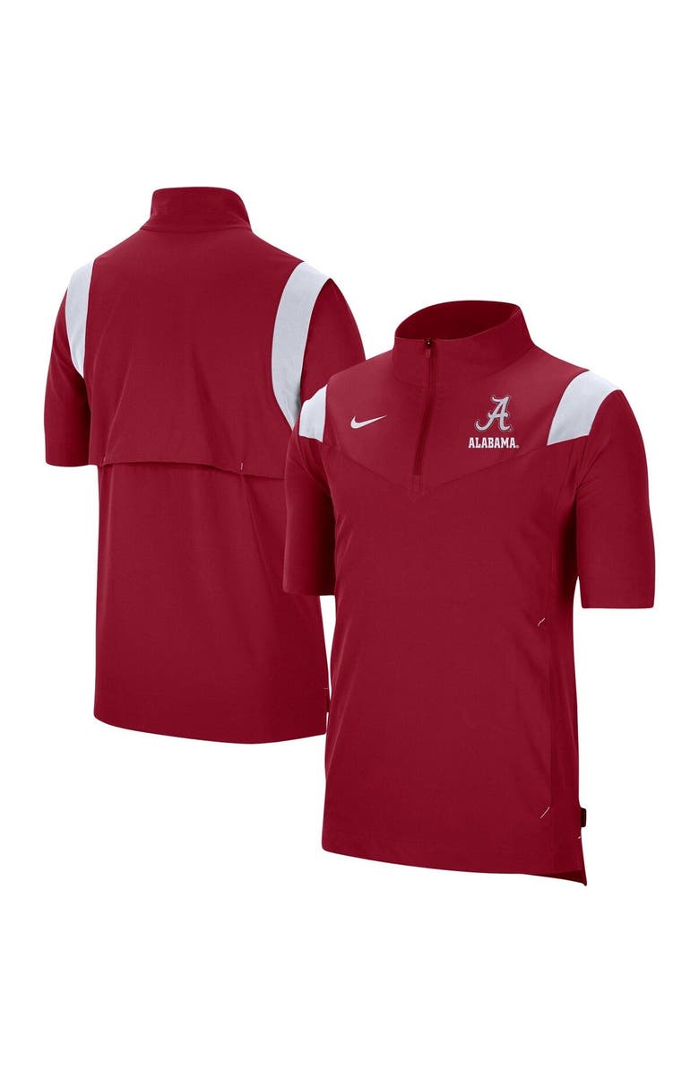 Nike Men's Nike Crimson Alabama Crimson Tide Coach Short Sleeve Quarter-Zip Jacket, Alternate, color, Crimson