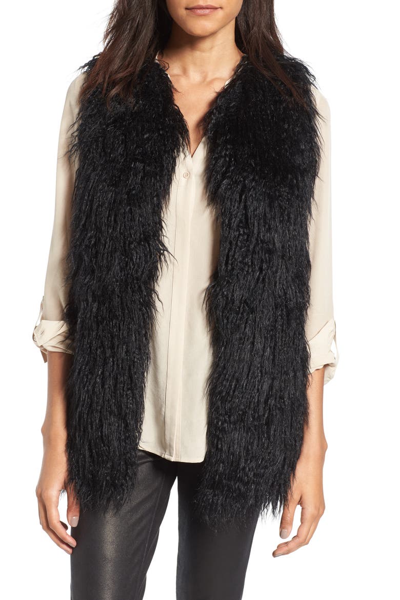 Faux Fur Vest, Main, color, BLACK COMBO