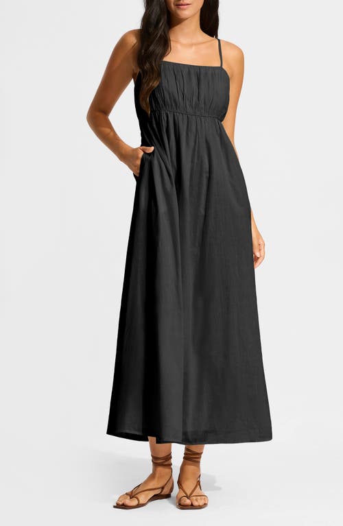 Seafolly Piped Organic Cotton Cover-up Dress In Black