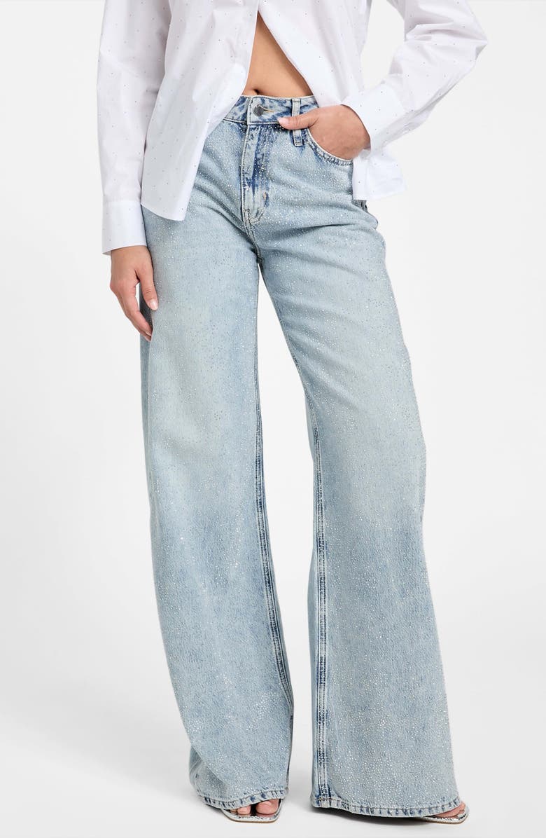 GUESS Bellflower High Waist Wide Leg Jeans, Alternate, color, 