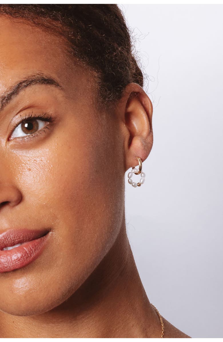 Set & Stones Pearl Halo Hoop Earrings, Alternate, color, 