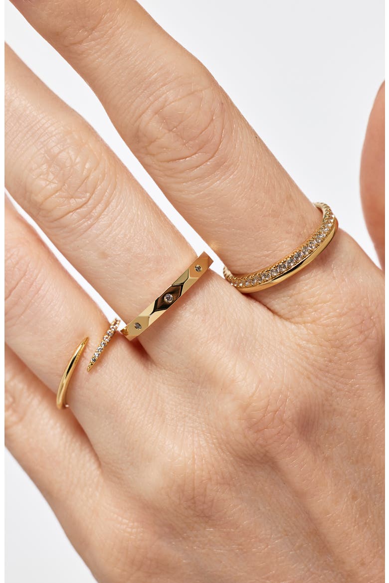 Walker Faceted Cubic Zirconia Band Ring, Alternate, color, GOLD