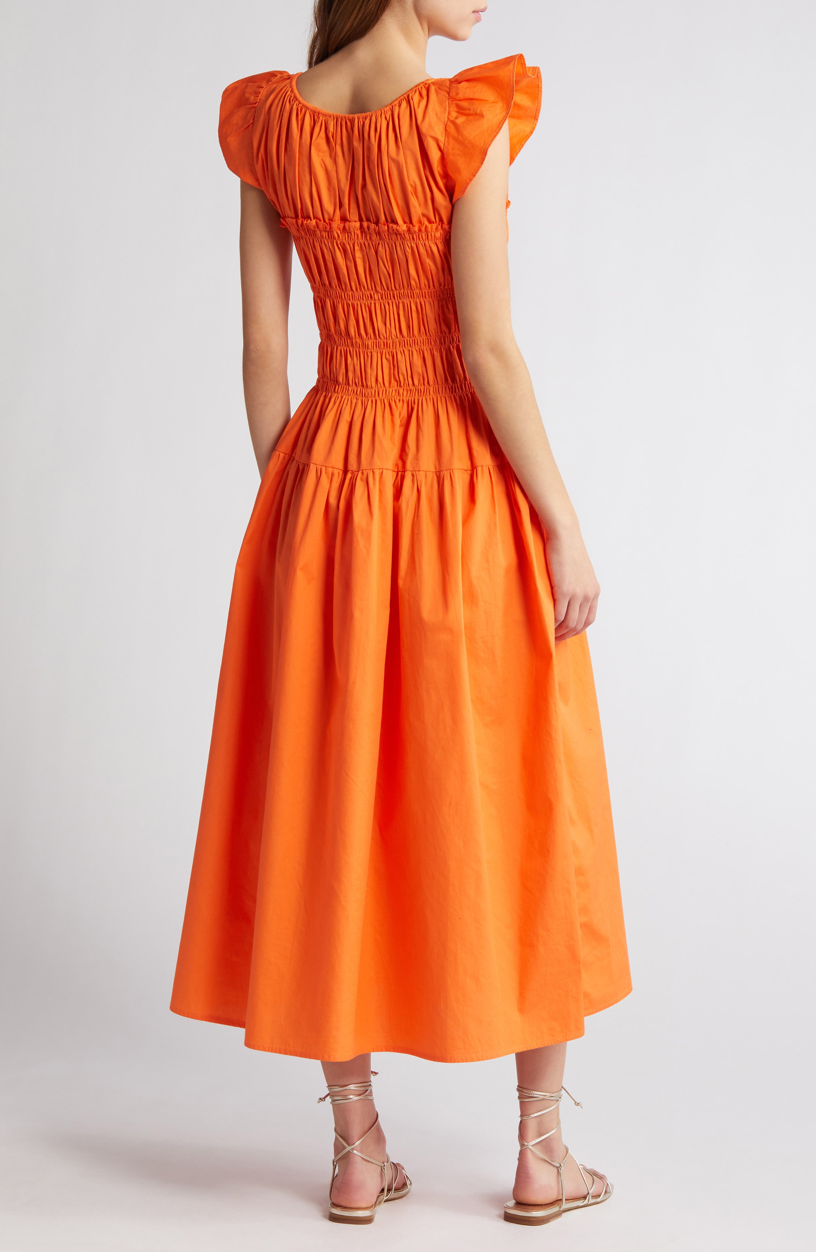 Smocked Bodice Cotton Midi Dress - image 2