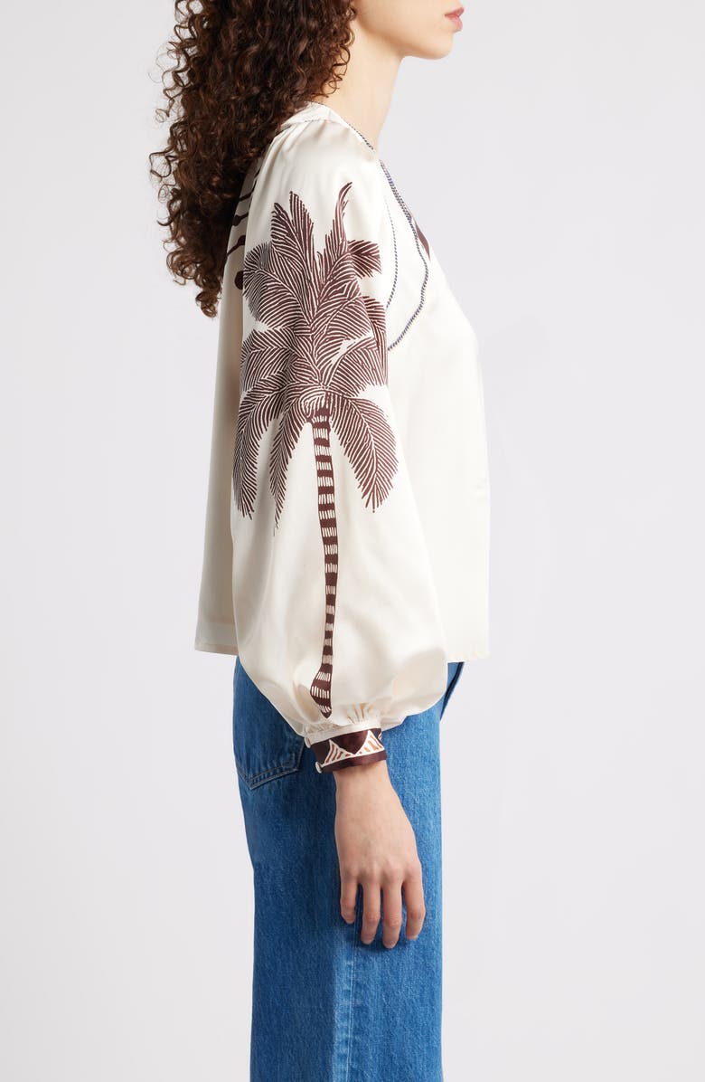 CIEBON Kensley Print Satin Top, Alternate, color, Cream Multi