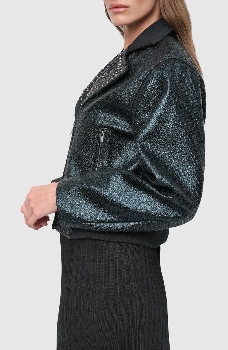DKNY Foil Tweed Moto Jacket, Alternate, color, 