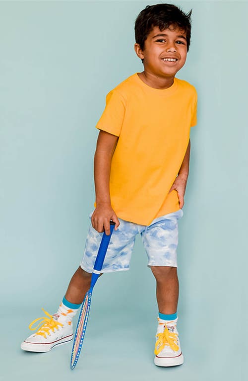 Shop Mightly Organic Cotton Fleece Knee Shorts In Blue Cloud