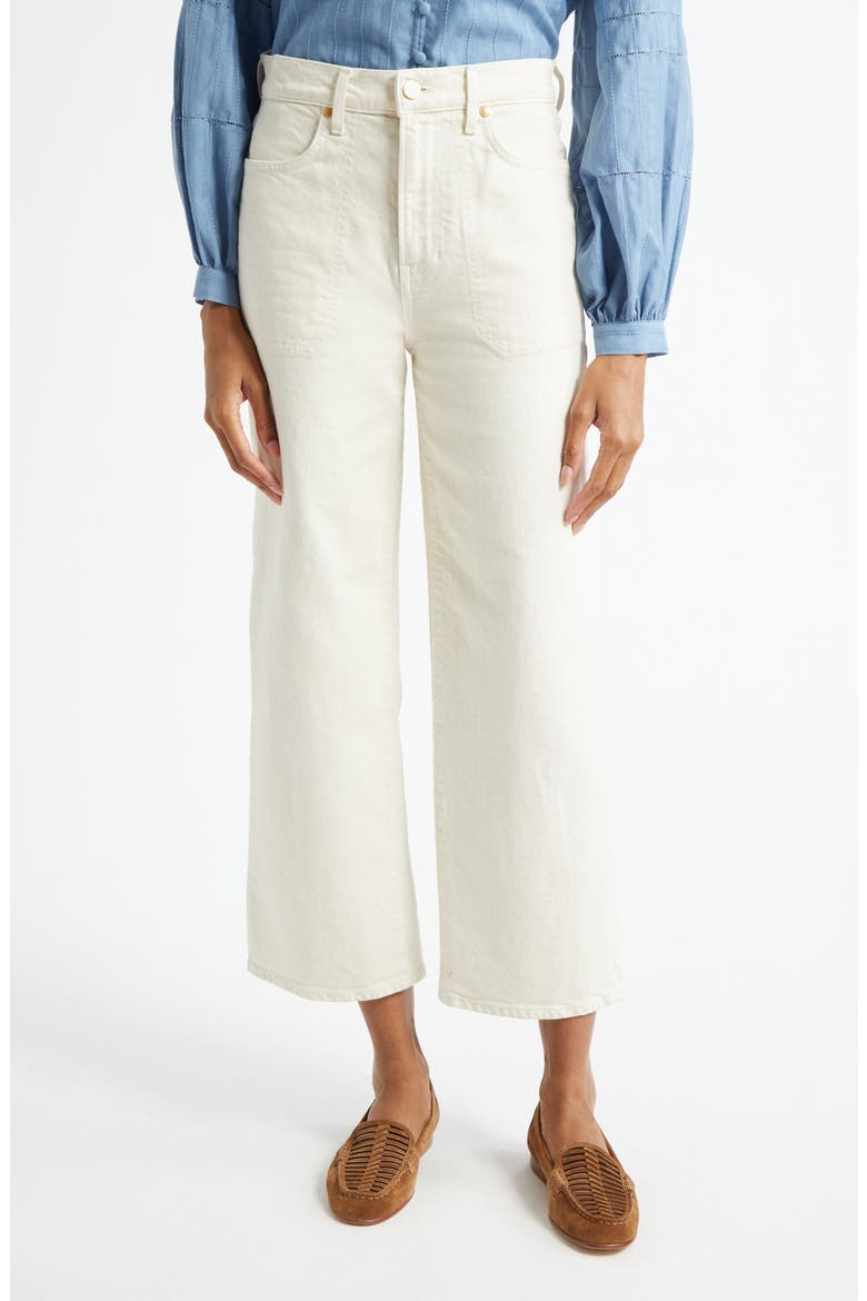 Crosbie High Waist Crop Wide Leg Jeans, Main, color, ECRU