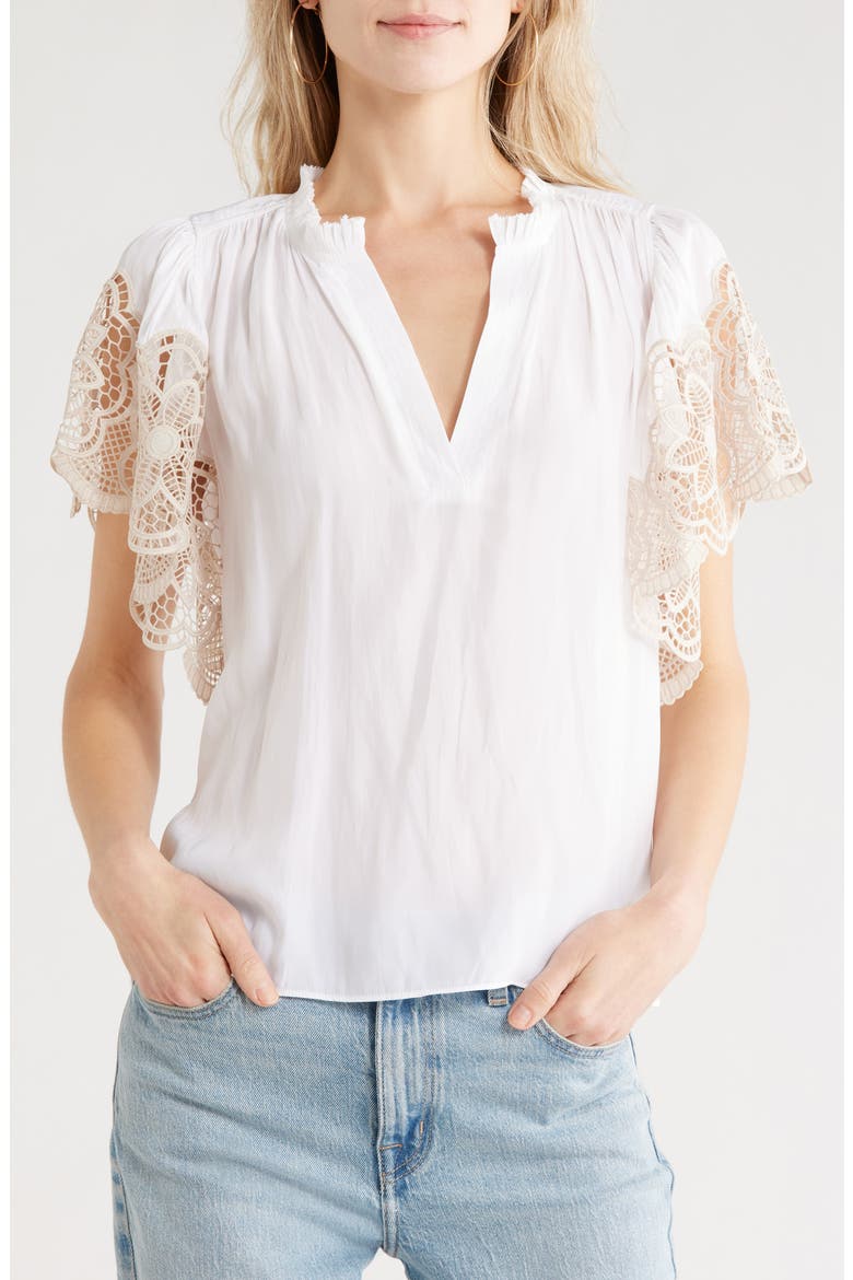 Esti Embroidered Sleeve Top, Main, color, IVORY