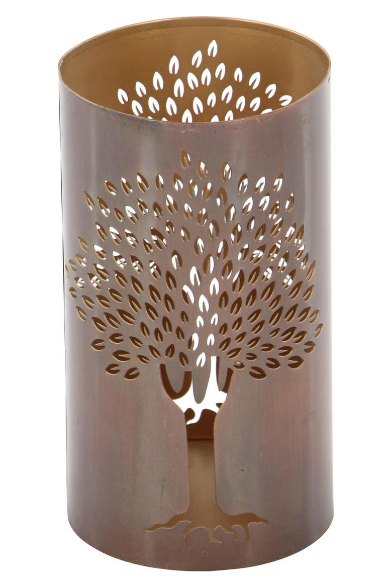 Set of 3 Textured Metal Lantern Candle Holders, Alternate, color, COPPER