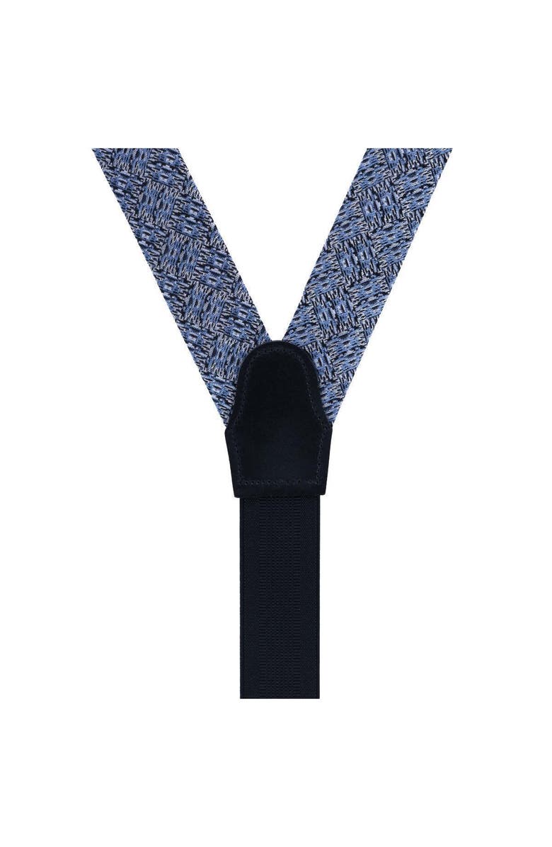 Trafalgar Benito's Blue Basket Weave Pattern Silk Novelty Button End Suspenders, Alternate, color, Light Blue