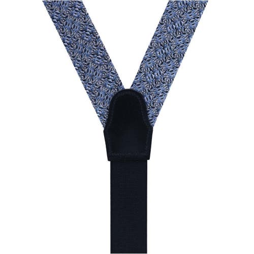 Trafalgar Benito's Blue Basket Weave Pattern Silk Novelty Button End Suspenders In Light Blue