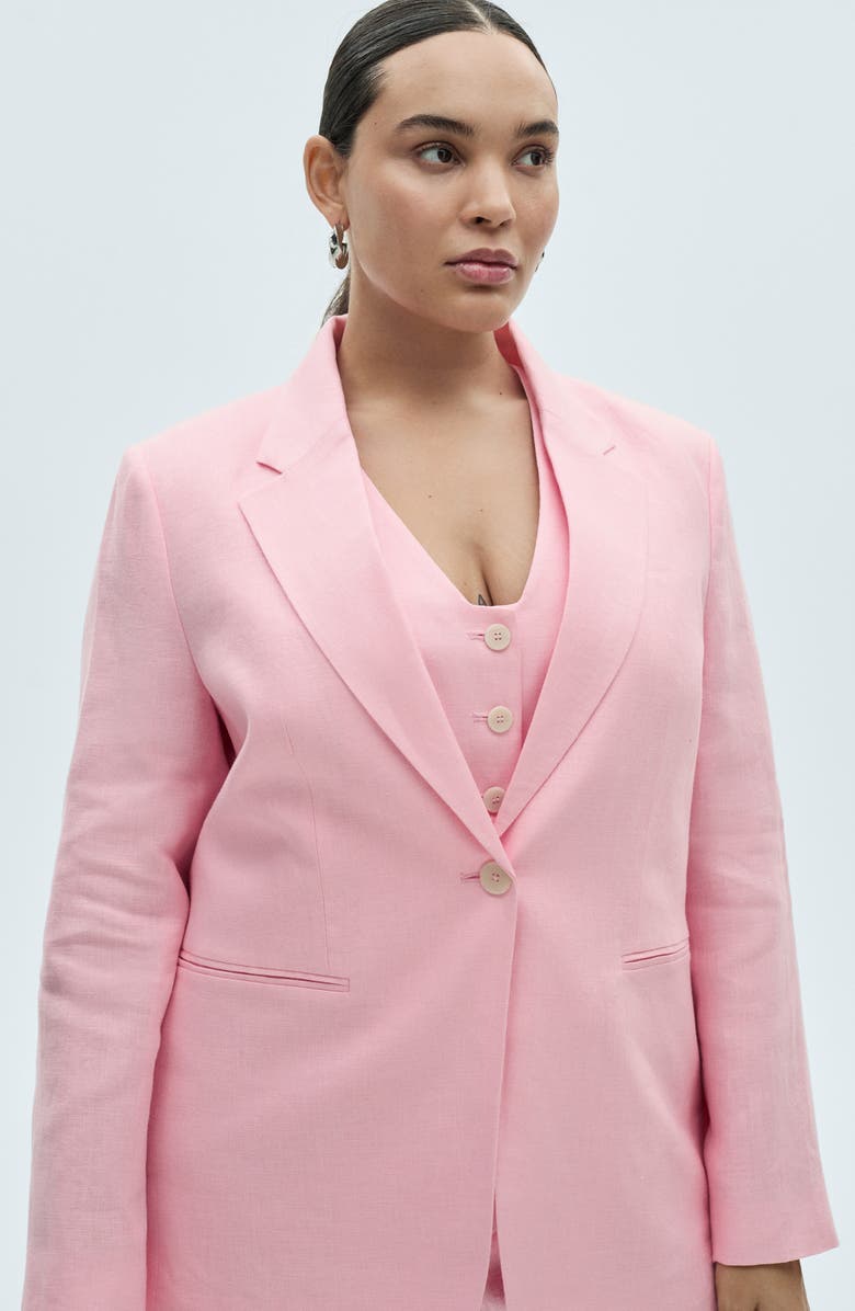 MANGO Boreli Linen Blazer, Alternate, color, Light/ Pastel Pink