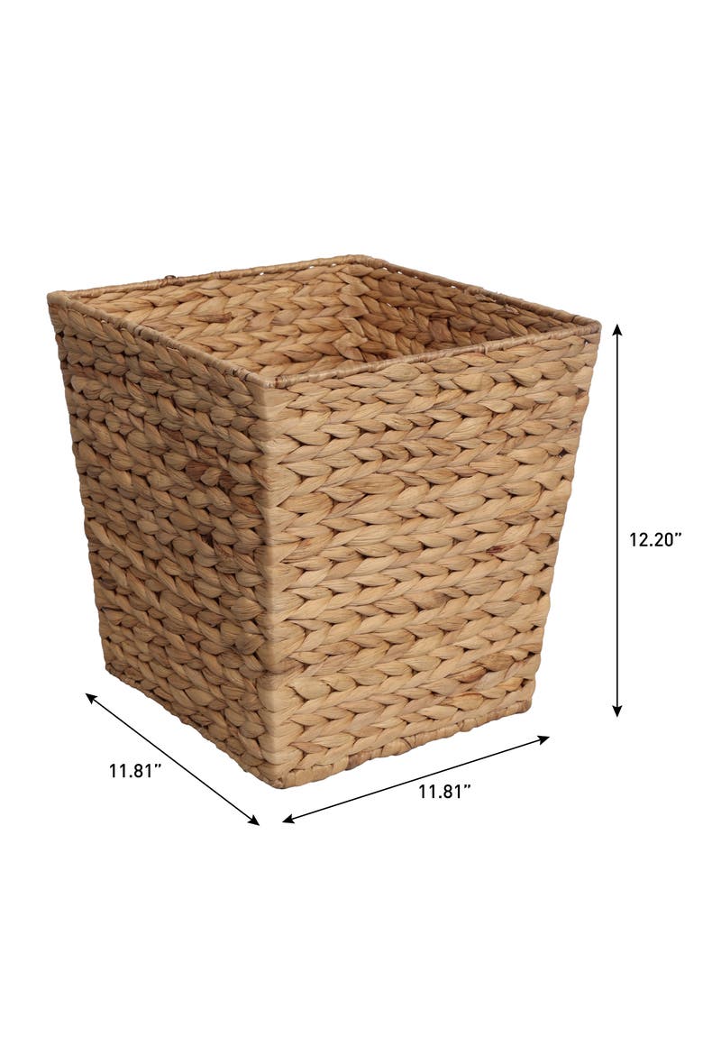 Handwoven Water Hyacinth 4.8-Gallon Tapered Square Wicker Watebasket, Alternate, color, Natural