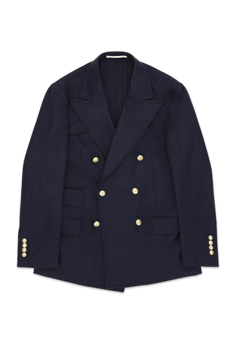 Classic Double-Breasted Merino Wool Blazer, Main, color, Blue