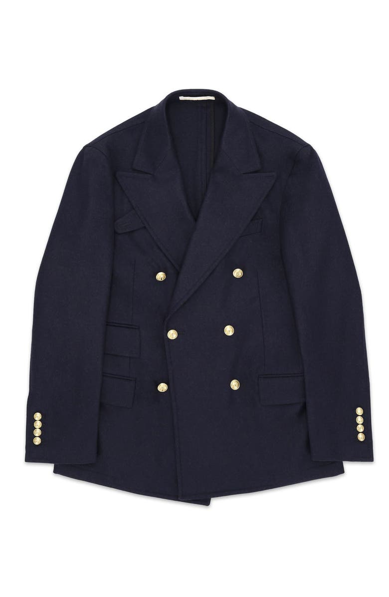 Fortela Classic Double-Breasted Merino Wool Blazer, Main, color, Blue