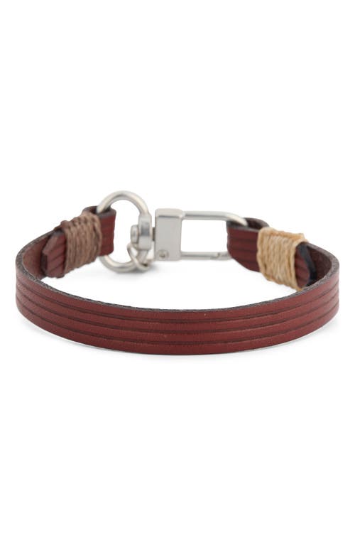Caputo & Co Embossed Multistripe Leather Bracelet In Brown