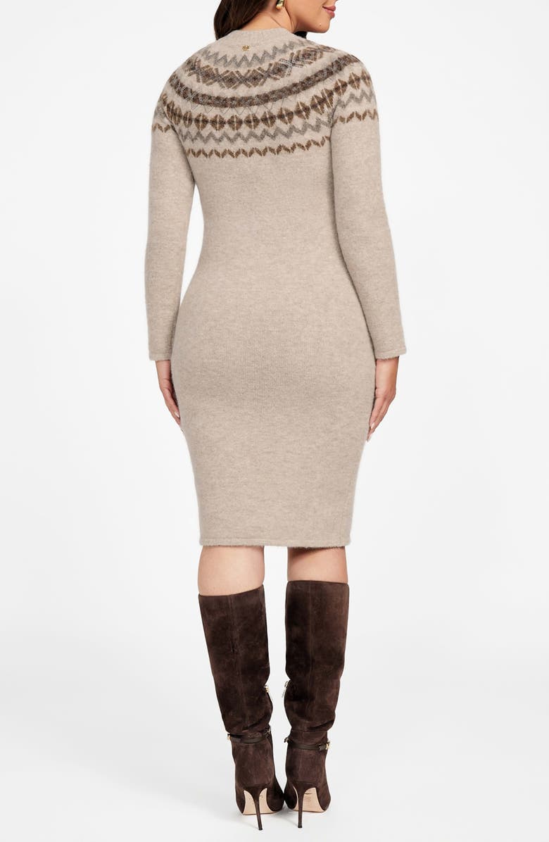Marciano Akila Jacquard Detail Long Sleeve Sweater Dress, Alternate, color, Beige Multi