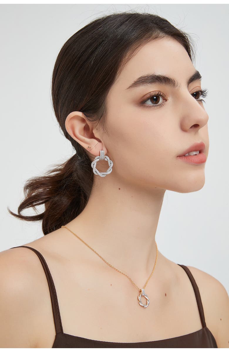 Classicharms Ysabel Pavé Eternity Twist Hoop Earrings, Alternate, color, Gold