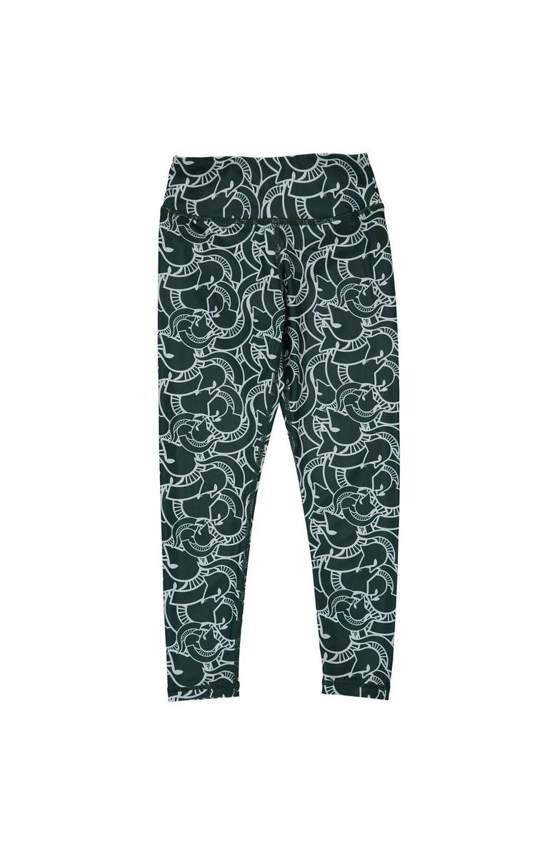 ZOOZATZ Girls Youth ZooZatz Green/White Michigan State Spartans Stacked Mascot Leggings, Main, color, Hunter Green